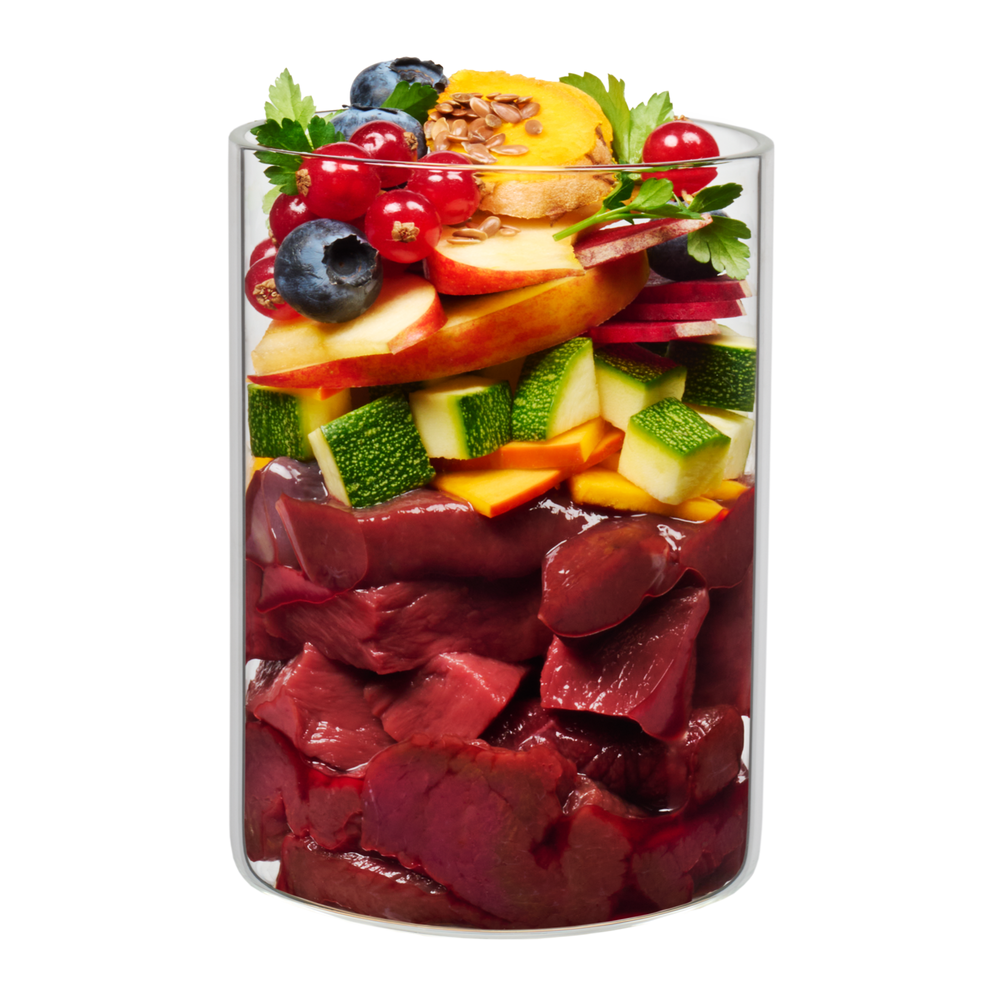 Rind-Wild mit Kürbis, Apfel und Blaubeere