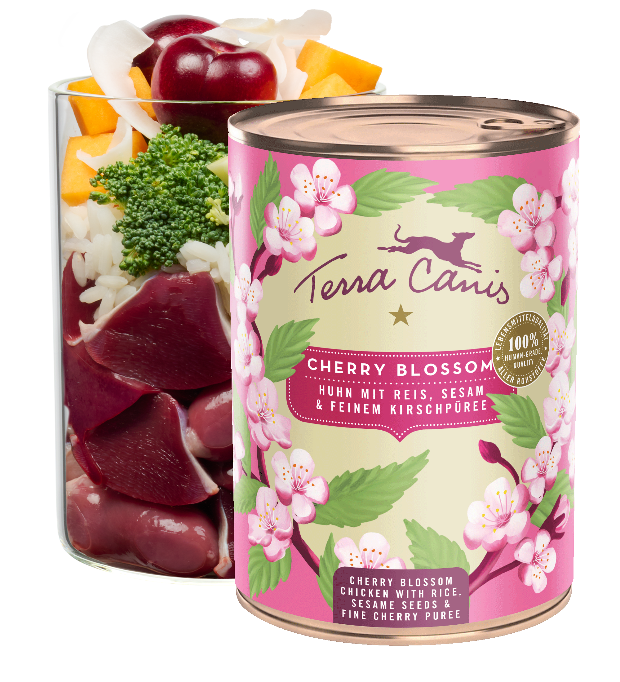 Cherry Blossom: Poulet accompagné de riz, sésame et purée de cerise raffinée