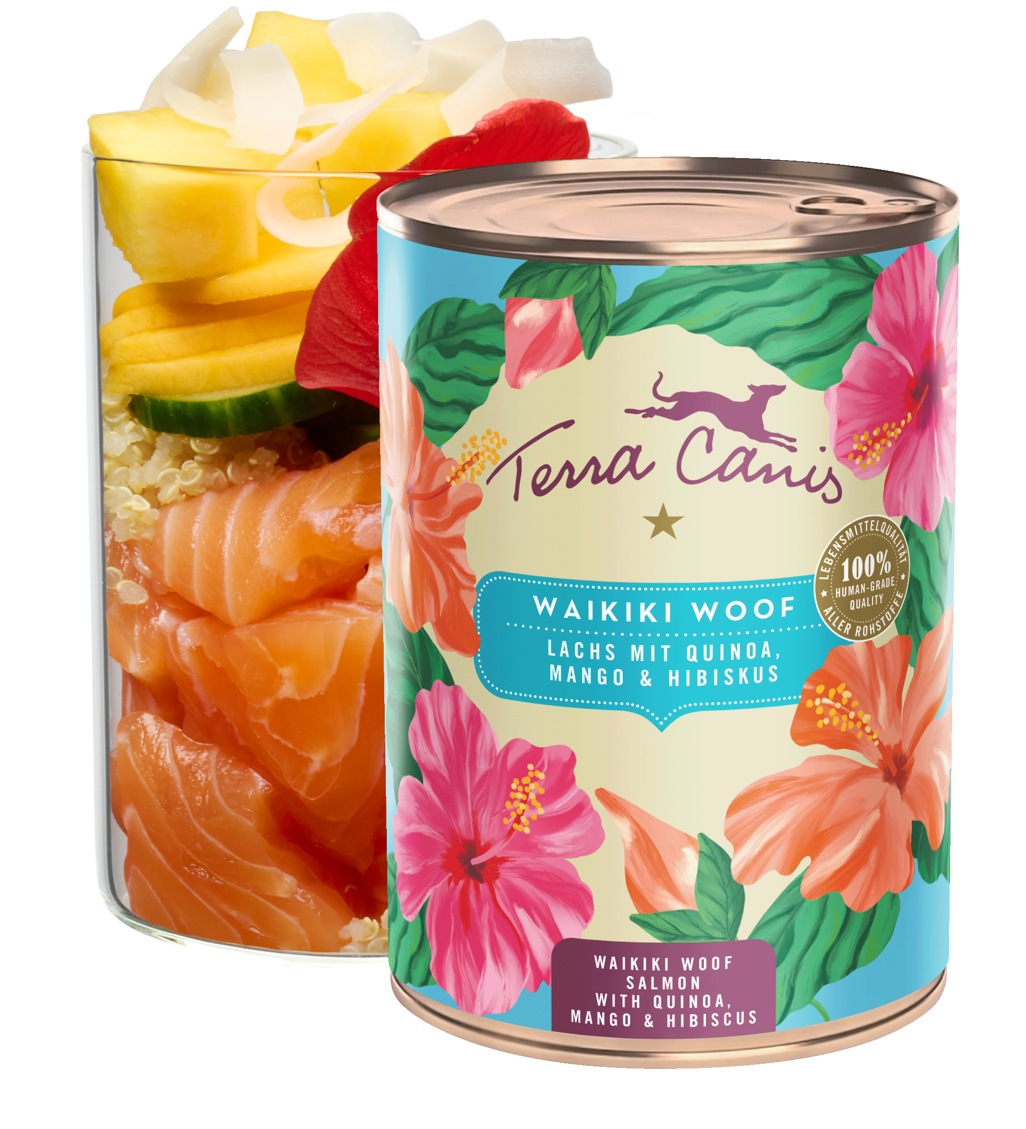 Waikiki Woof: Saumon accompagné de quinoa, mangue et hibiscus