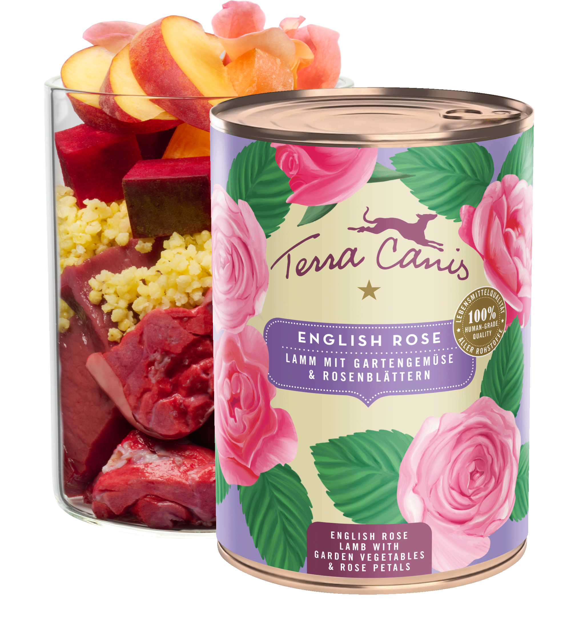 Rose anglaise : agneau accompagné de légumes du jardin et pétales de rose