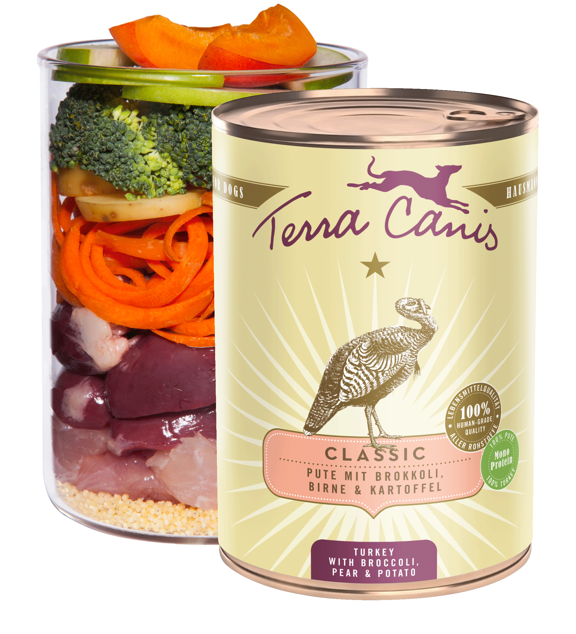 Turkey with broccoli, pear and potato