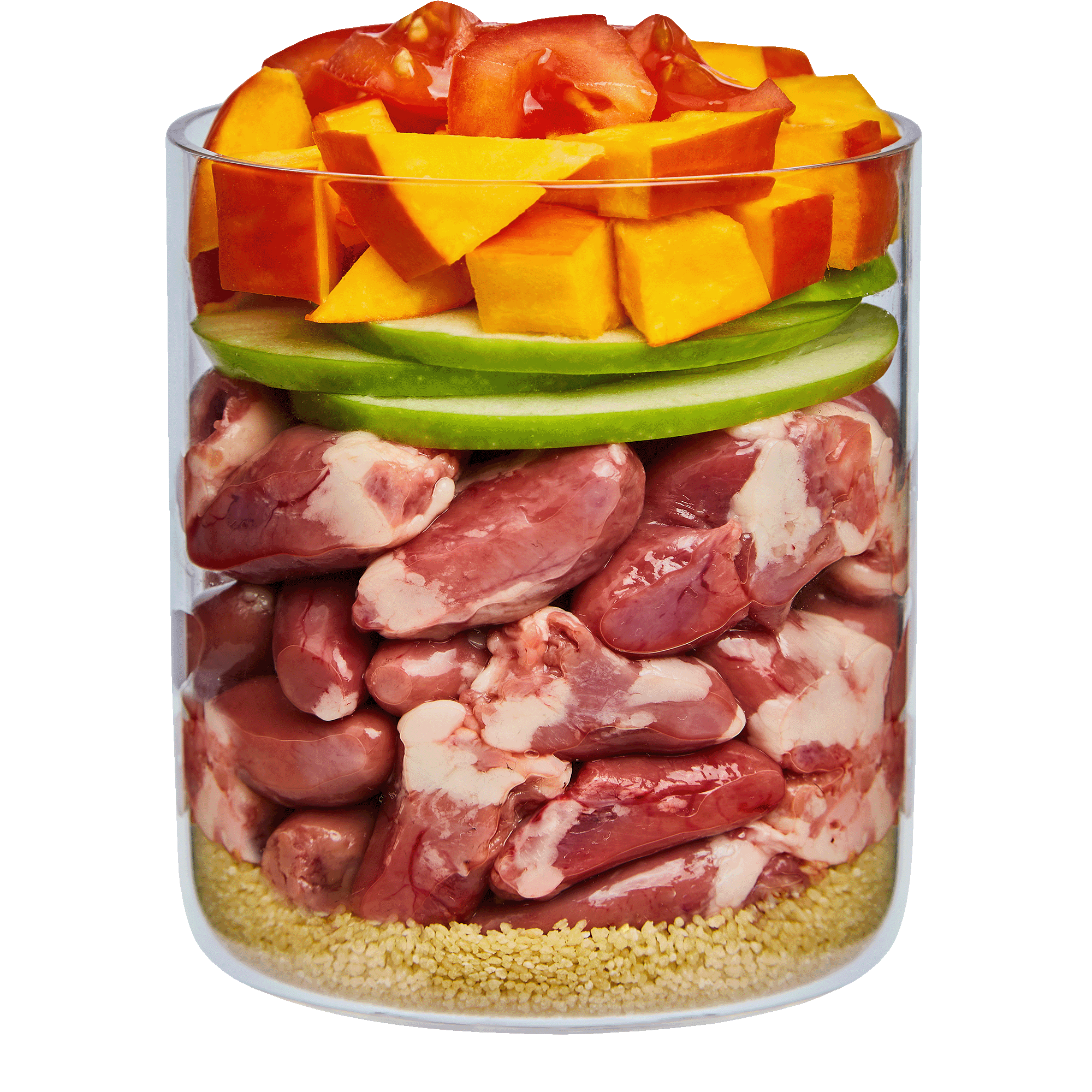 Chicken with pumpkin, camomile and tomato