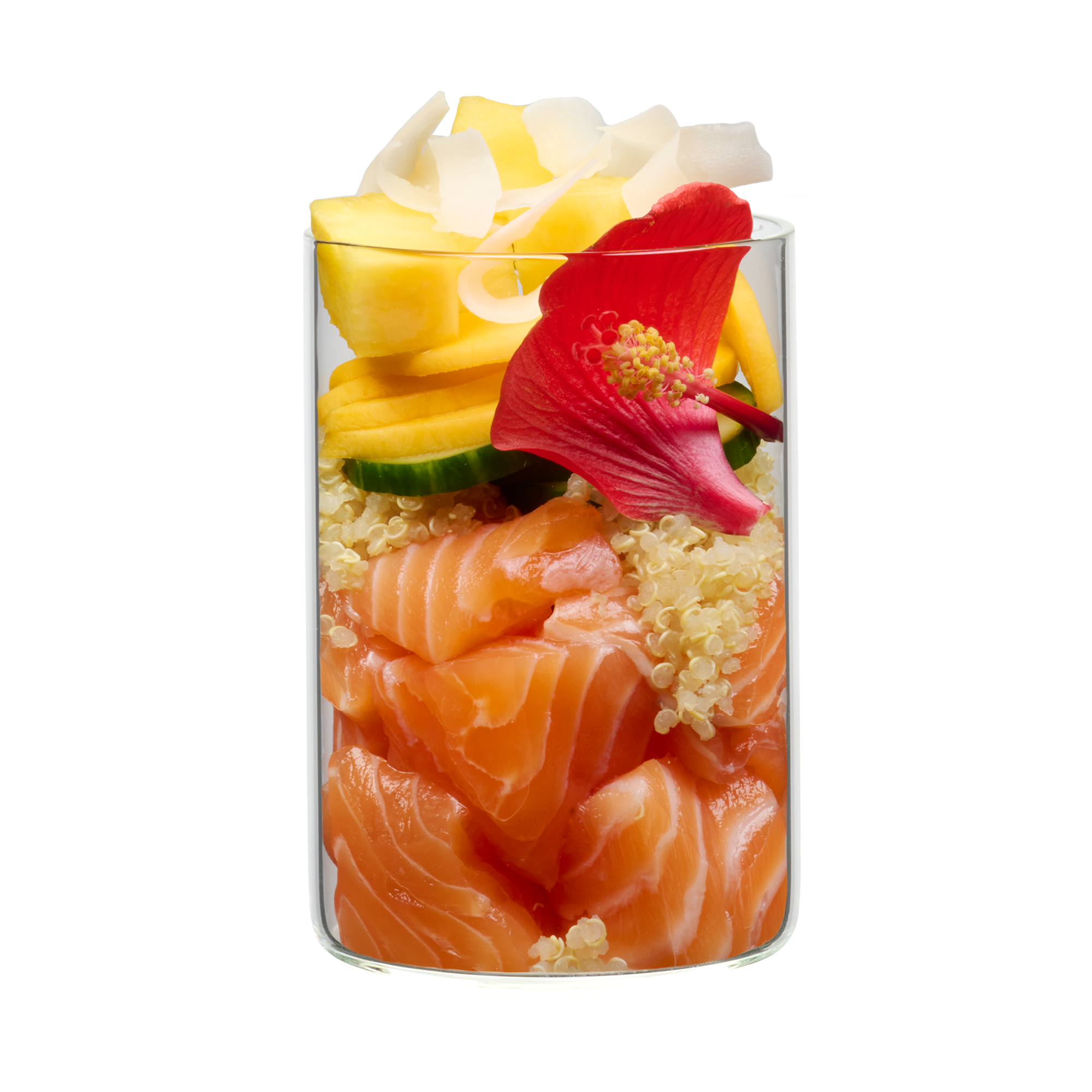 Waikiki Woof: salmon with quinoa, mango and hibiscus