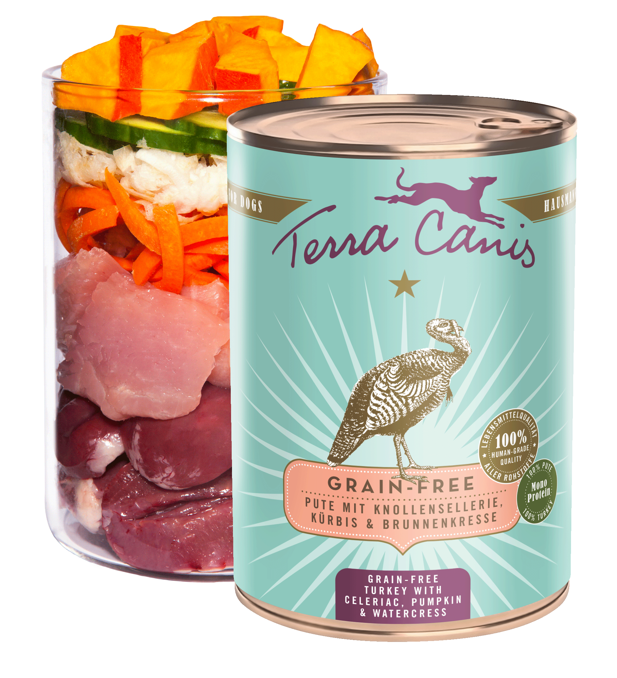 Turkey with celery, pumpkin and watercress
